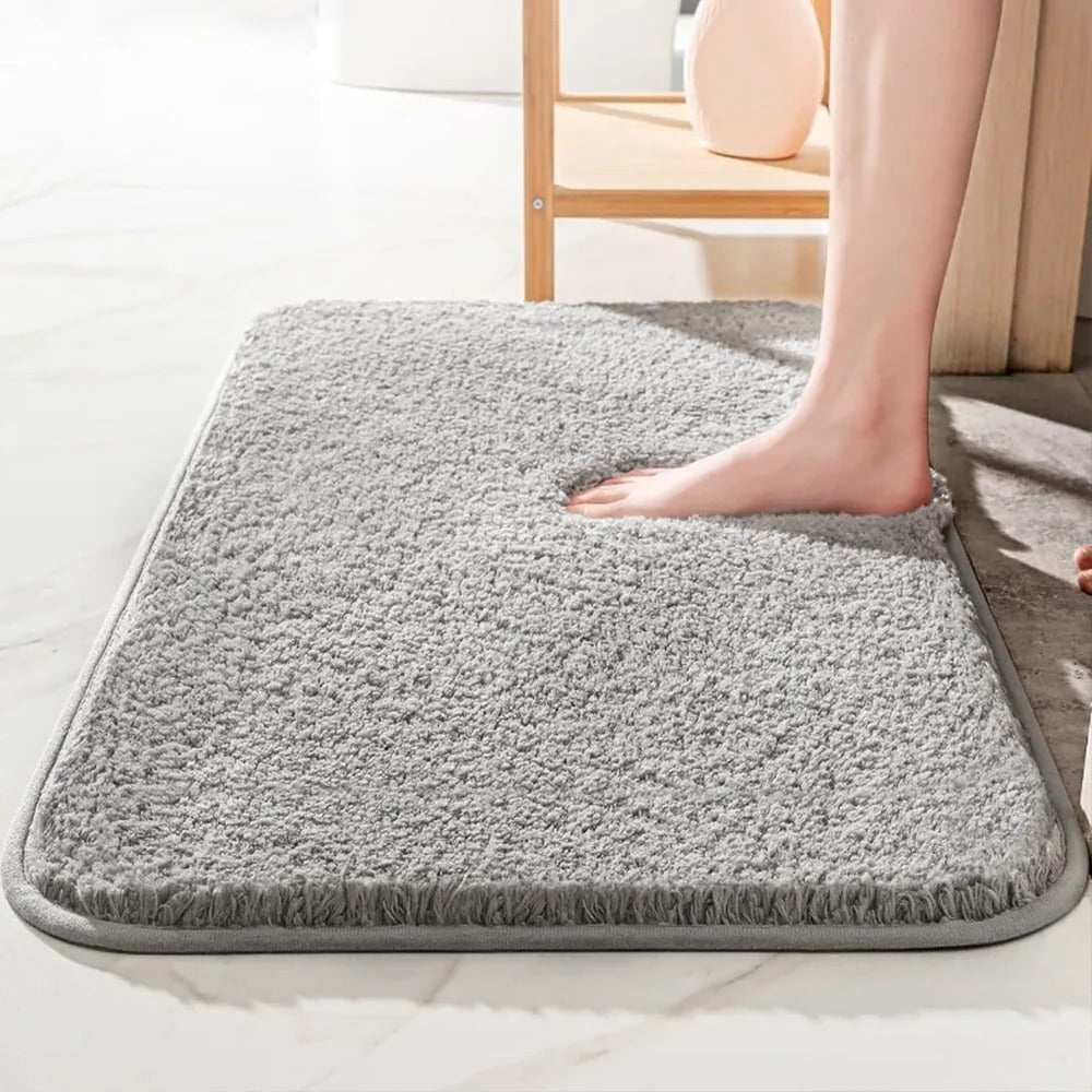 Absorbent Bath Rug with Non-Slip Backing and Thick Pile, Machine Washable