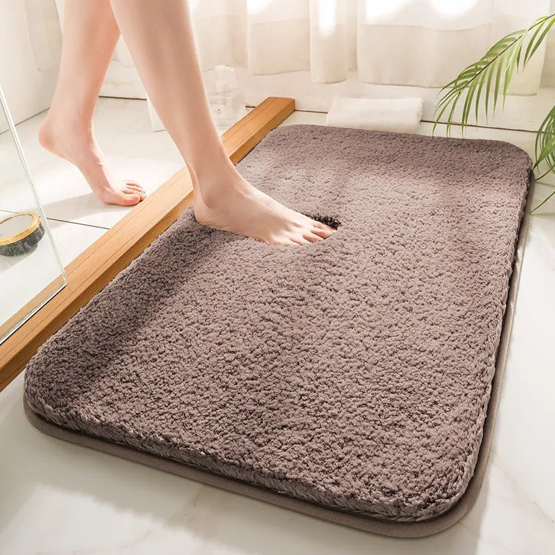 Absorbent Bath Rug with Non-Slip Backing and Thick Pile, Machine Washable