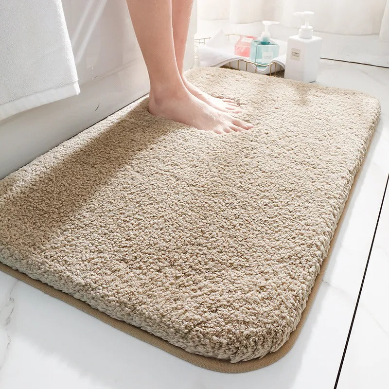 Absorbent Bath Rug with Non-Slip Backing and Thick Pile, Machine Washable