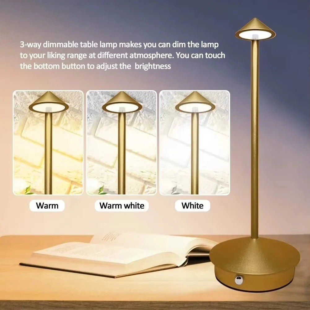 Rechargeable LED Table Lamp with Touch Control and Three Color Temperatures - Alverraliving