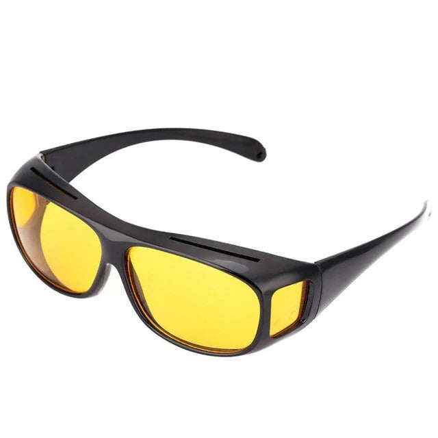 Night Vision Driving Glasses with Yellow Tint and Wraparound Side Shields