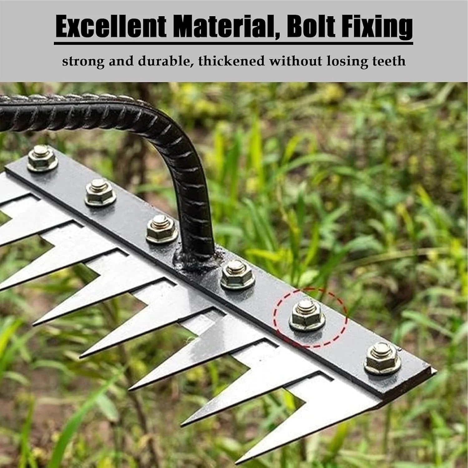 Carbon Steel Weeding Rake Head with Soft Grip Handle, 5-8 Tooth Options