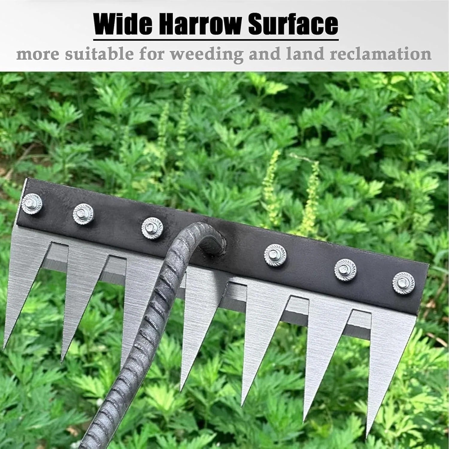 Carbon Steel Weeding Rake Head with Soft Grip Handle, 5-8 Tooth Options