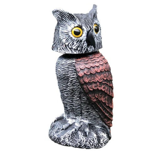 Owl Decoy Set of 2 with 360 Degree Rotating Head and Fillable Base for Garden and Patio