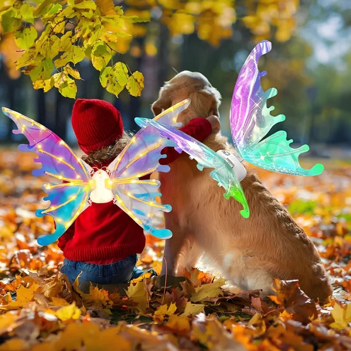 Motorized Fairy Wings with LED Lights and Sound Effects for Kids