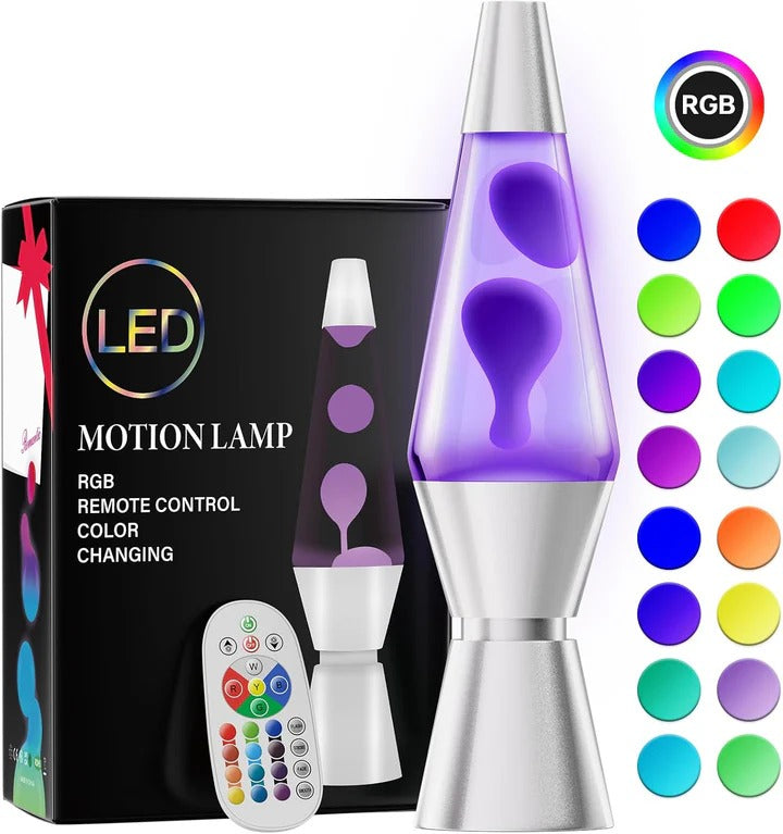 Color Changing Lava Lamp with Wireless Remote Control and LED Heating, 17 Colors