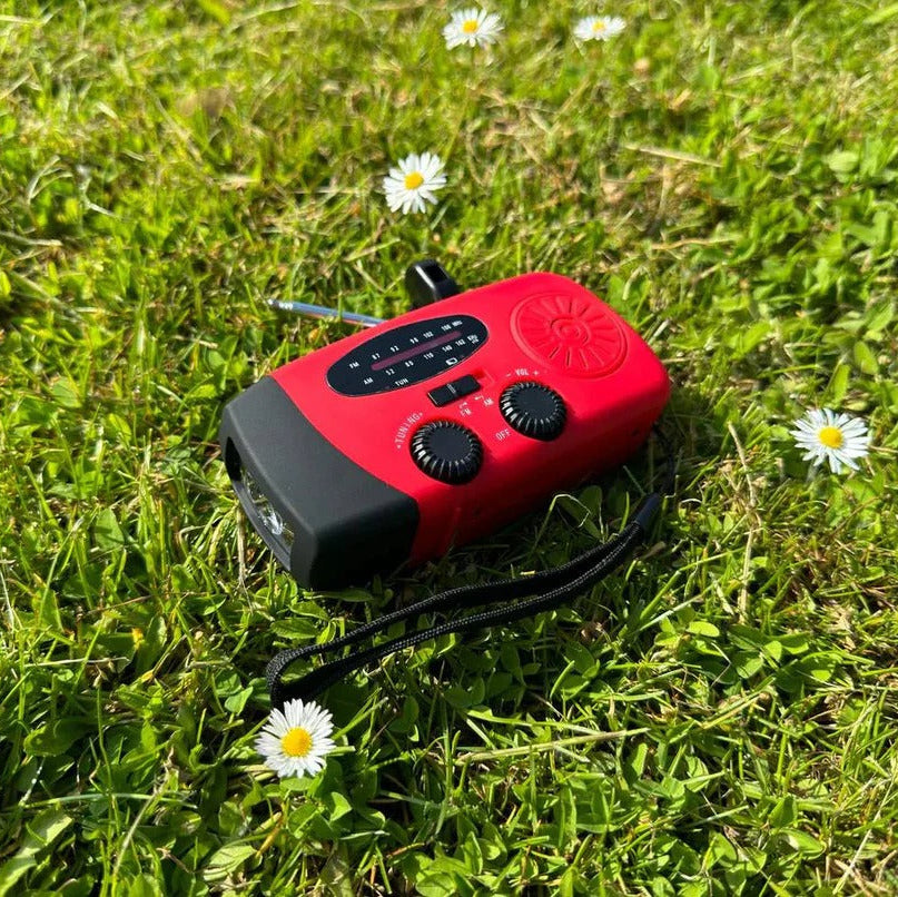 Emergency Radio with Hand Crank, Solar Panel and LED Flashlight, Device Charger All Vera Mart