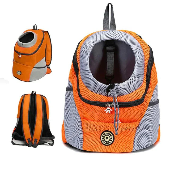 Dog Backpack Carrier with Four Mesh Panels and Interior Safety Hook