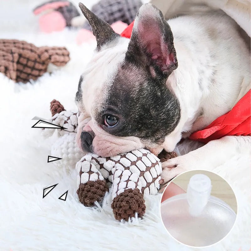 Reinforced Plush Dog Toy with Built-In Squeaker for Medium to Large Dogs