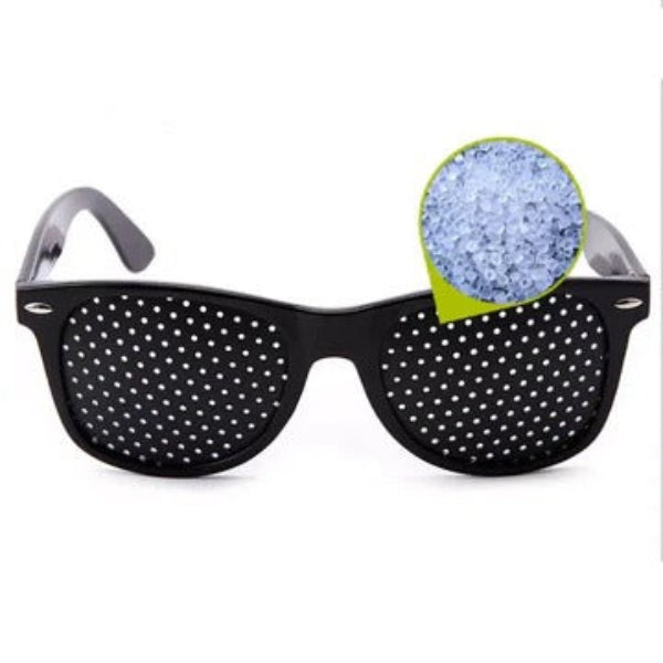 Pinhole Vision Glasses with Multi-Row Aperture Panels for Screen Focus