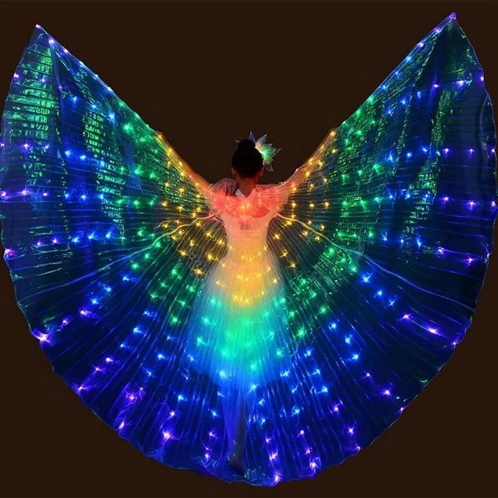 Illuminated Butterfly Wings with Multicolor Edge Lighting and Adjustable Harness