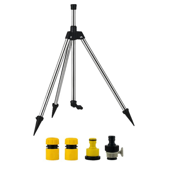 Rotating Tripod Sprinkler with 360 Degree Coverage and Adjustable Height, Double-Sided Spray