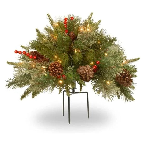 LED Holiday Spray with Warm White Lights and Timer for Urn Fillers
