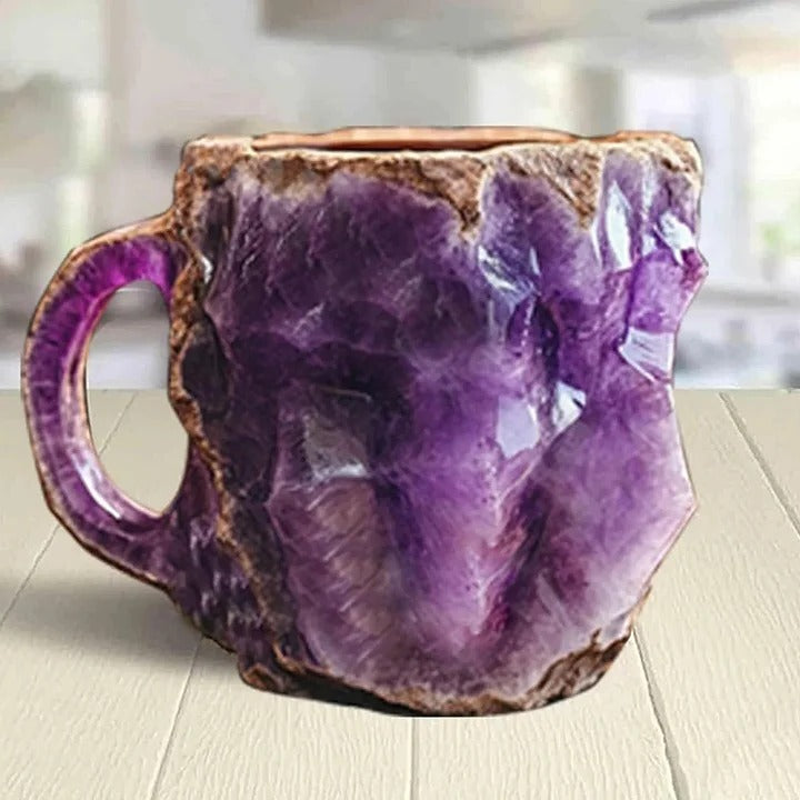Crystal-Inspired Resin Coffee Mug with Ergonomic Handle and Dishwasher Safe Design