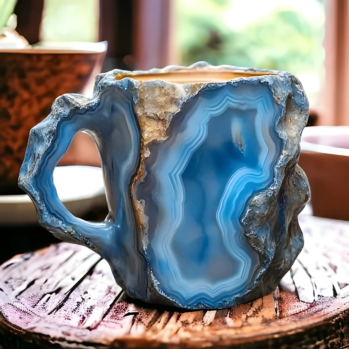 Crystal-Inspired Resin Coffee Mug with Ergonomic Handle and Dishwasher Safe Design