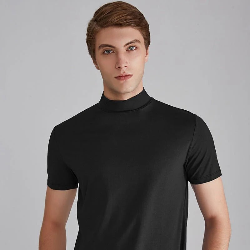 Mens Turtleneck Shirt with Cotton Blend Fabric and Full Length Sleeves, 5 Colors