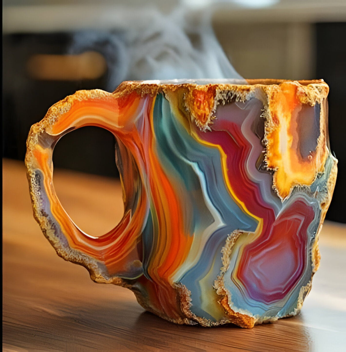 Crystal-Inspired Resin Coffee Mug with Ergonomic Handle and Dishwasher Safe Design