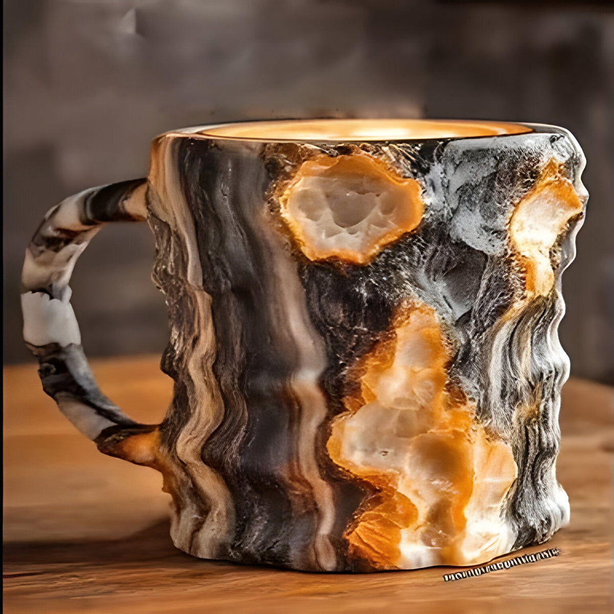 Crystal-Inspired Resin Coffee Mug with Ergonomic Handle and Dishwasher Safe Design