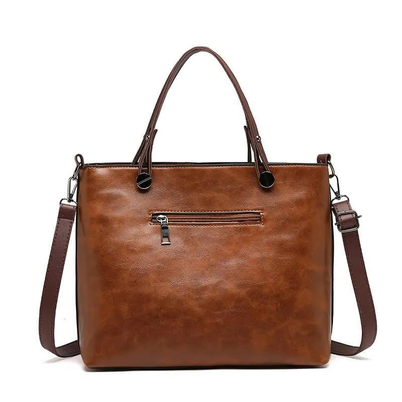 Zippered Handbag with Multiple Compartments and Adjustable Shoulder Strap