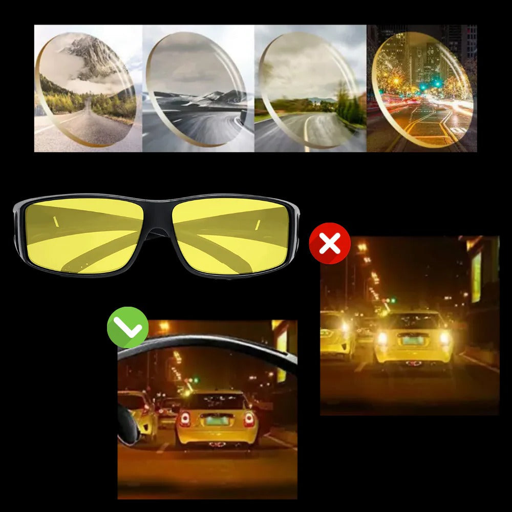 Over Glasses Night Driving Glasses with Polarized Lenses and Extended Side View