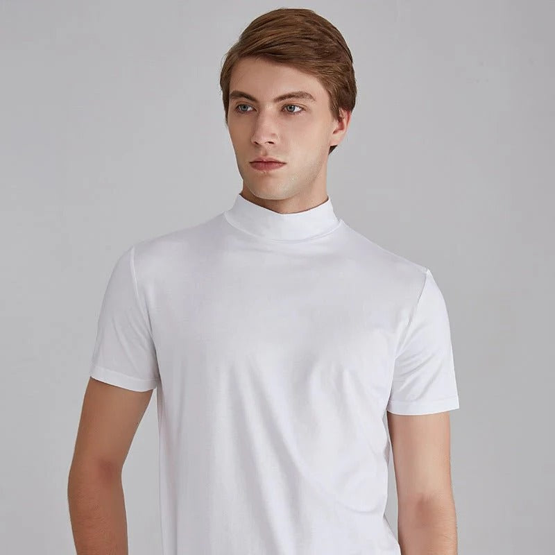 Mens Turtleneck Shirt with Cotton Blend Fabric and Full Length Sleeves, 5 Colors