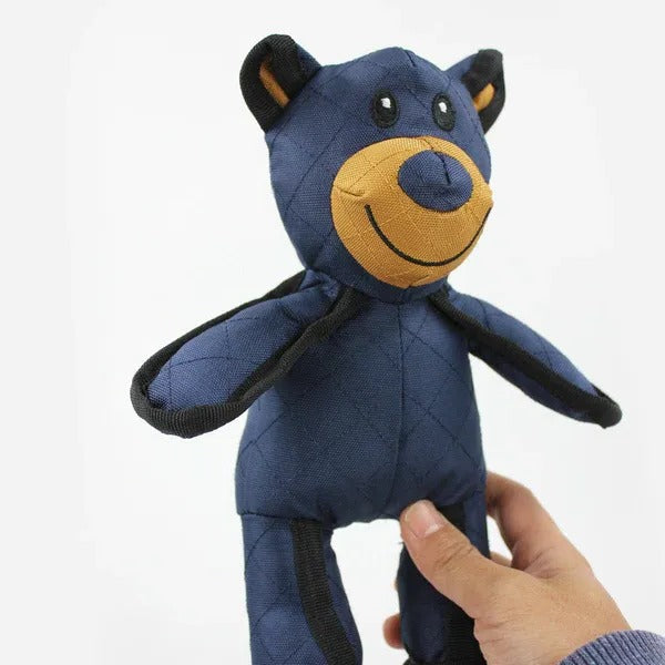 Bear Dog Toy with Internal Squeaker and Reinforced Stitching, Machine Washable