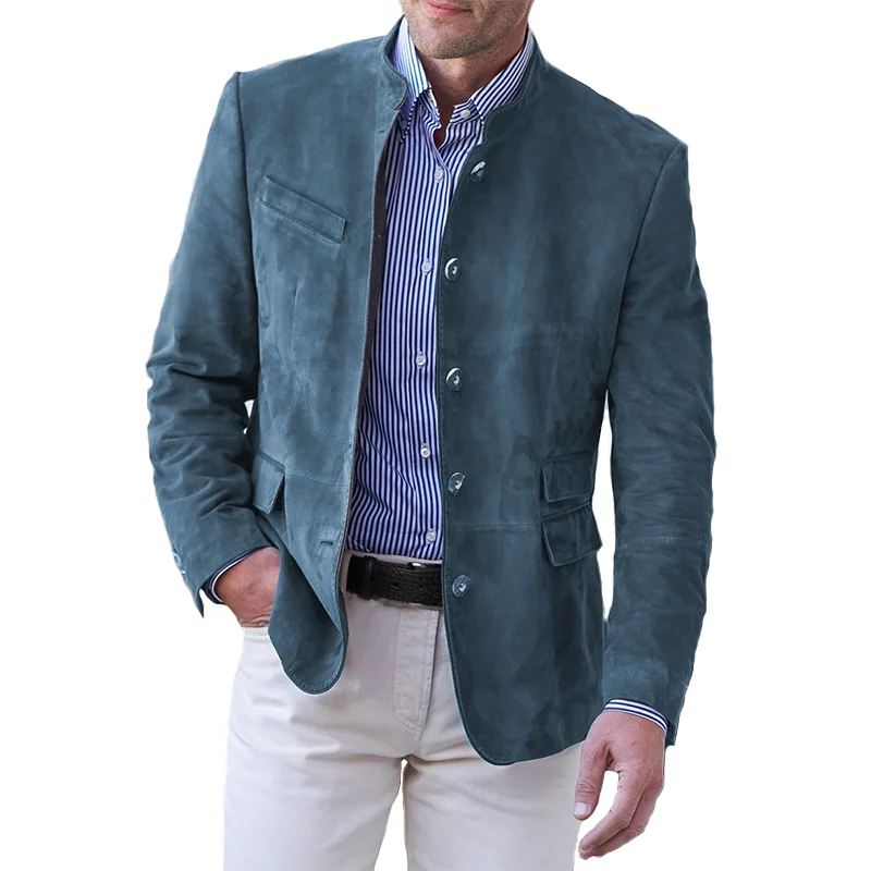 Men's Button-Down Jacket with Reinforced Seams for Layering