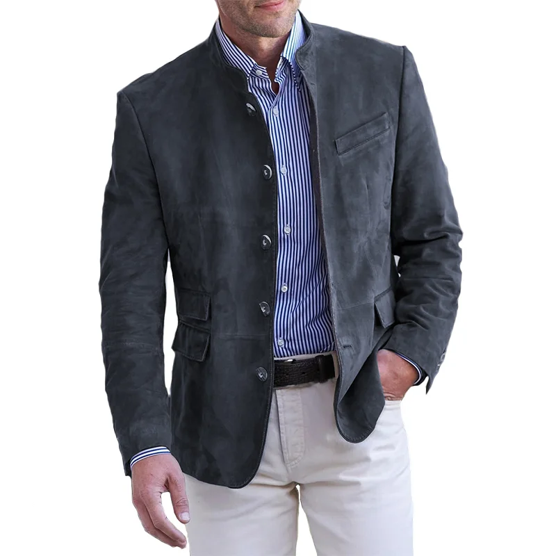 Men's Button-Down Jacket with Reinforced Seams for Layering