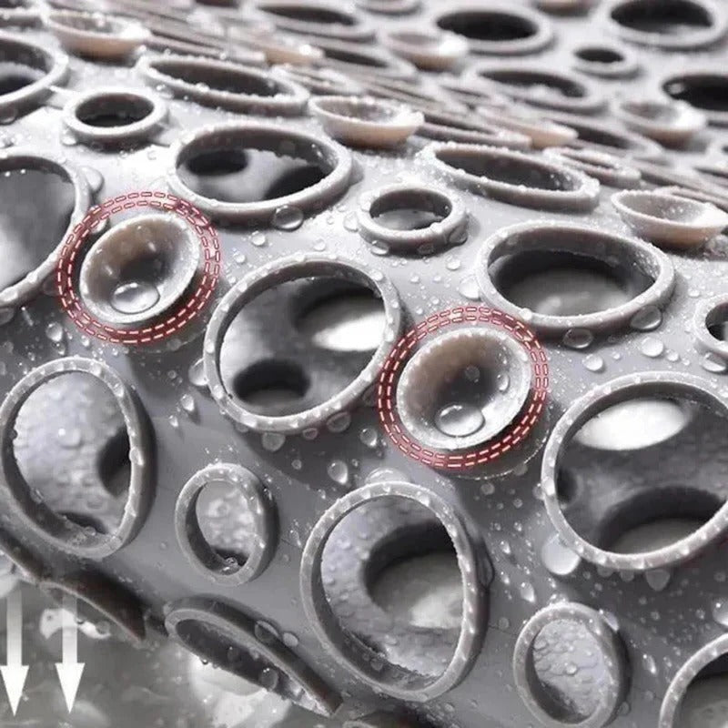 Textured Shower Mat with Perforated Drainage and Raised Pattern