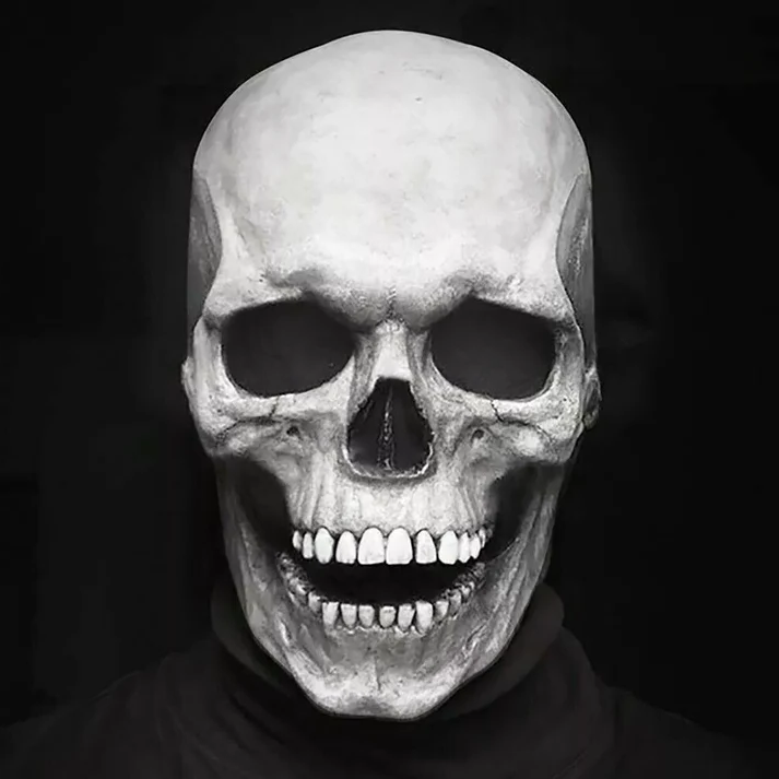 Full Head Skull Mask with Movable Jaw and Realistic Expressions