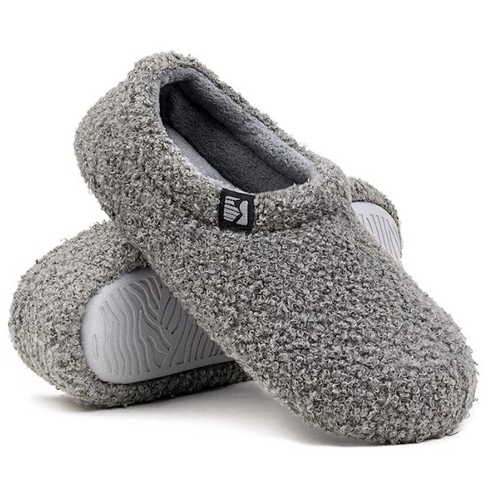 Fleece Slipper with Memory Foam Footbed and Closed Back, Non-Slip Rubber Sole