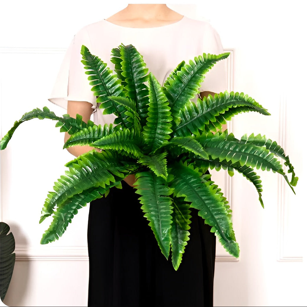 Artificial Boston Fern with 18 Branches and UV Resistant Plastic, 27.5in Spread