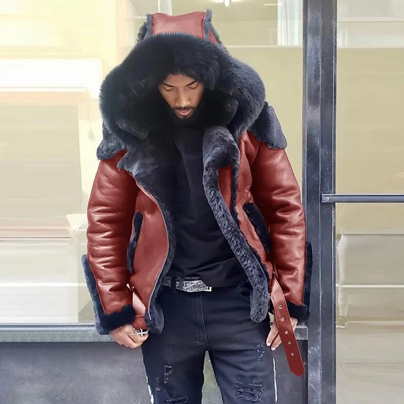 Mens PU Jacket with Wind Blocking and Water Resistant, Long Sleeves for Fall Winter Outdoor Activities