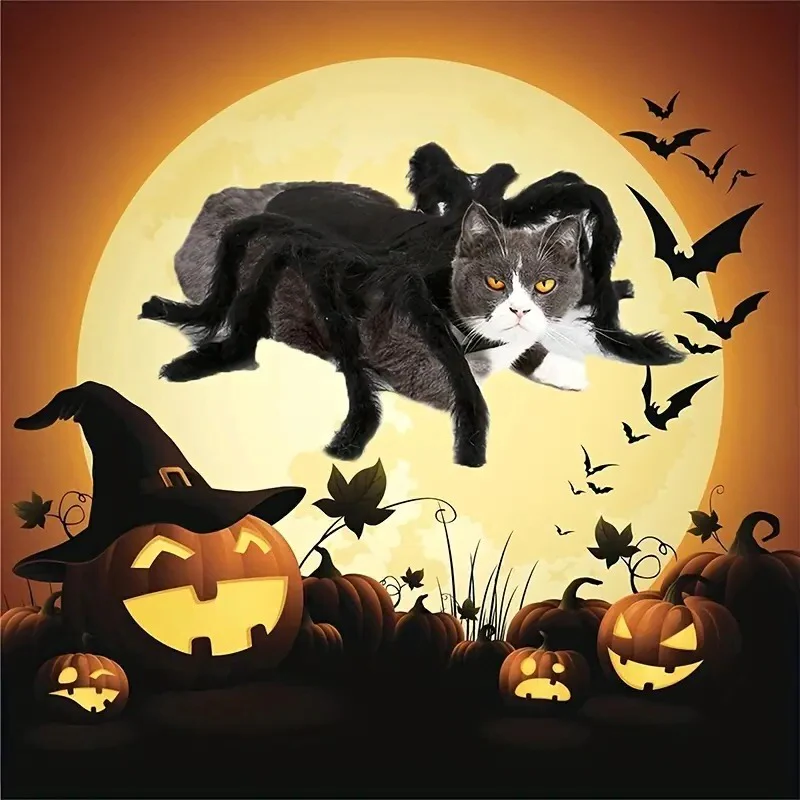 Spider Costume for Pets with Eight Attached Legs and Adjustable Straps