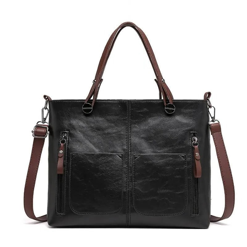 Zippered Handbag with Multiple Compartments and Adjustable Shoulder Strap