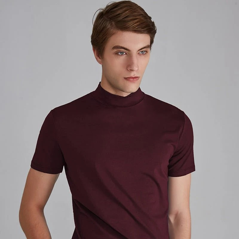 Mens Turtleneck Shirt with Cotton Blend Fabric and Full Length Sleeves, 5 Colors