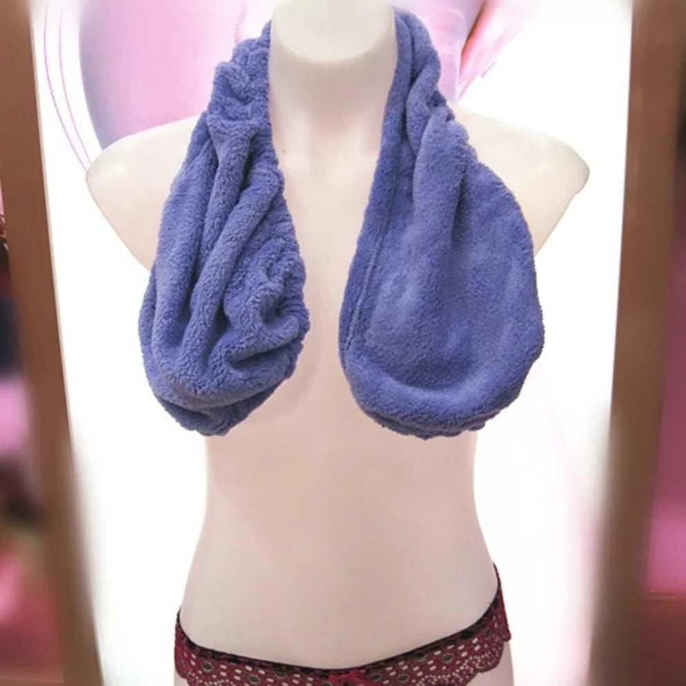 Terry Towel Bra with Open Back Design and Adjustable Elastic Cord