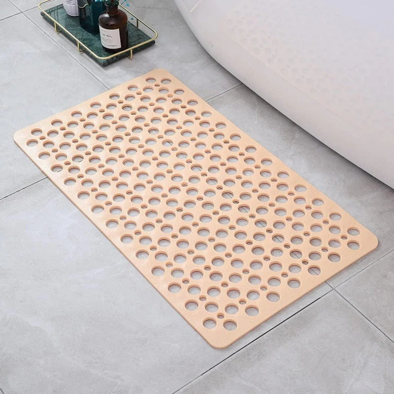 Textured Shower Mat with Perforated Drainage and Raised Pattern