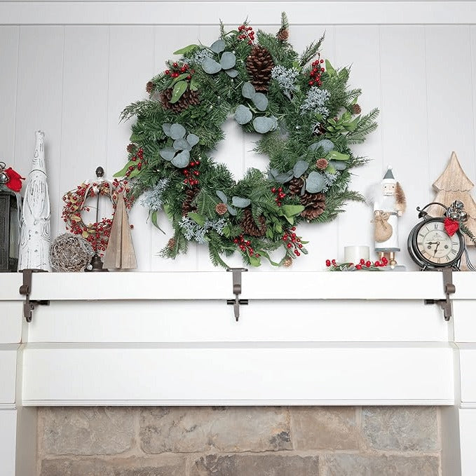 Dual Hook Mantle Holder with Adjustable Extension Rod and Rubber Grip Pads