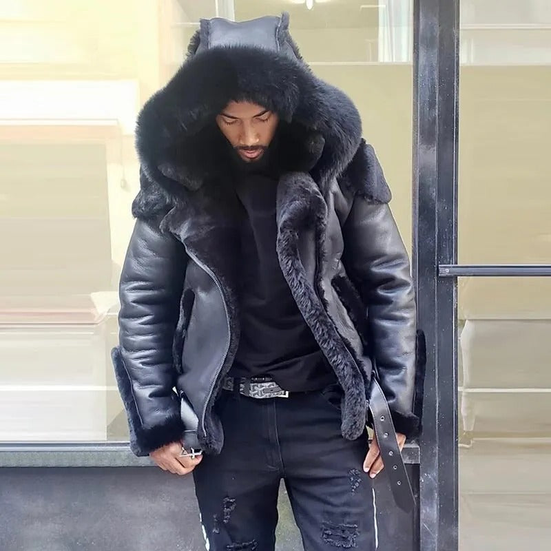 Mens PU Jacket with Wind Blocking and Water Resistant, Long Sleeves for Fall Winter Outdoor Activities