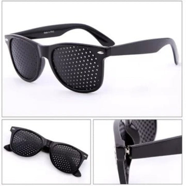 Pinhole Vision Glasses with Multi-Row Aperture Panels for Screen Focus