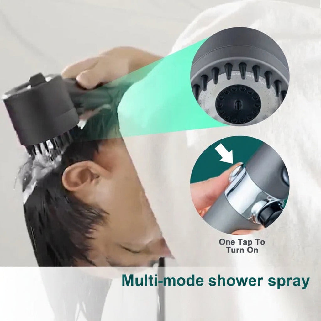 High Pressure Showerhead with Nine Layer Filtration and Push Button Control