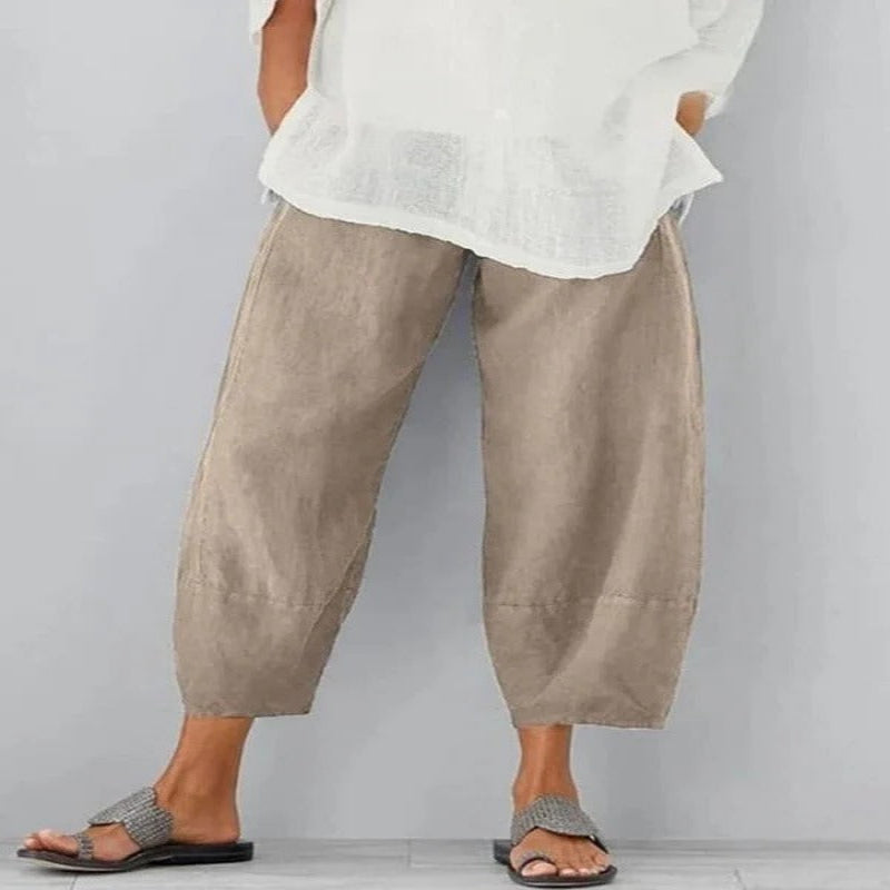 Straight Leg Linen Pants with Breathable Natural Fibers for Women