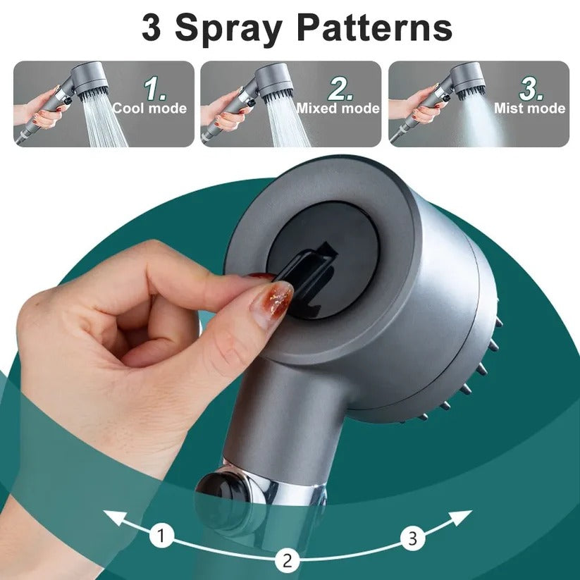 High Pressure Showerhead with Nine Layer Filtration and Push Button Control