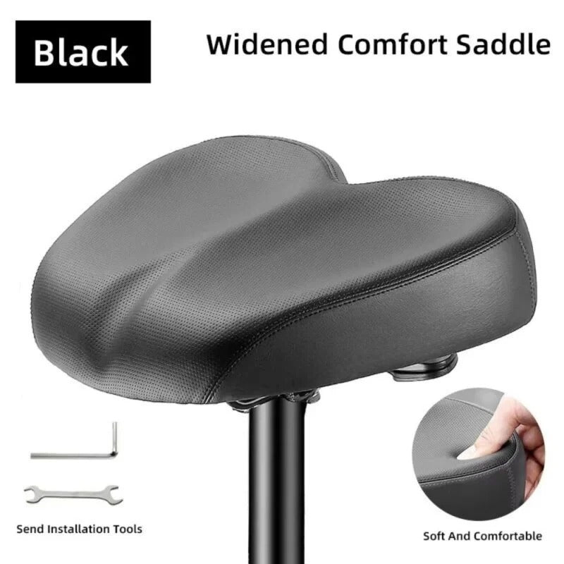 Bike Saddle with Twin Rail Shock System and Ergonomic Wide Seat, Waterproof