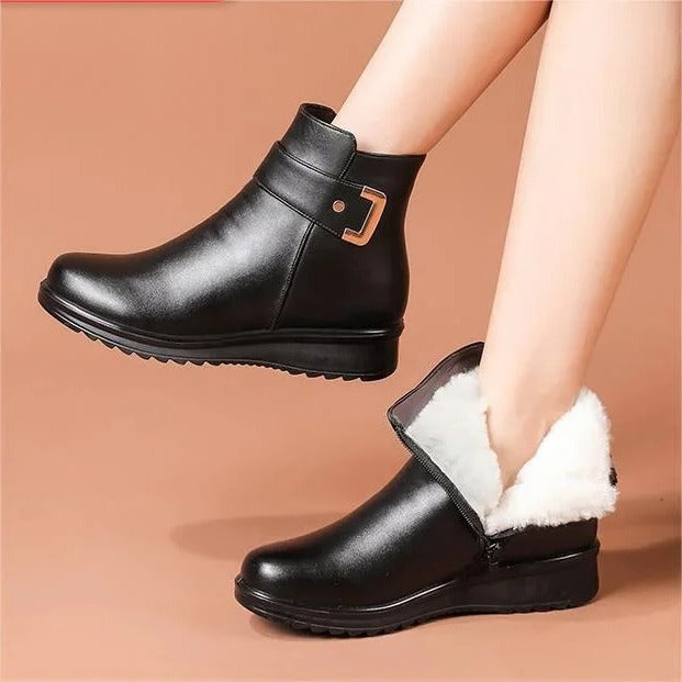 Ankle Boots with Orthopedic Sole and Wool Lining, Lace-Up Closure