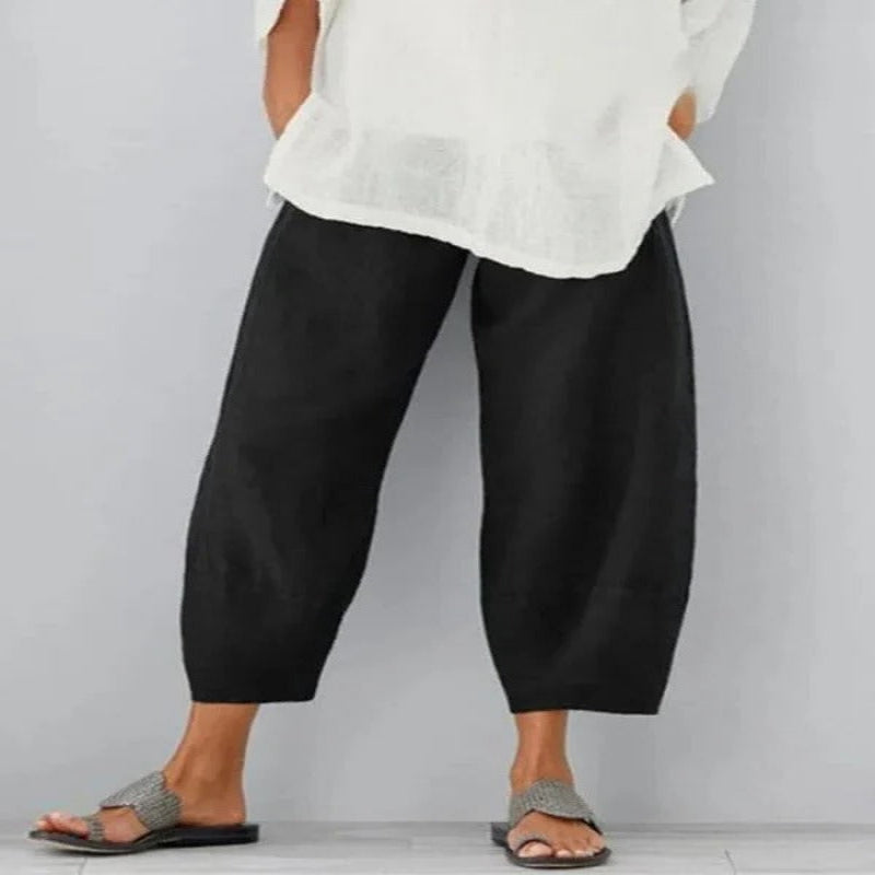Straight Leg Linen Pants with Breathable Natural Fibers for Women