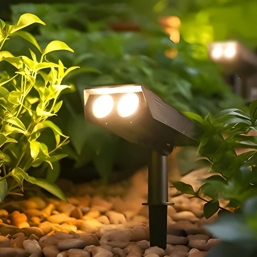 Outdoor Solar Spotlight with Adjustable Zoom Lens and RGB Color Options - Alverraliving