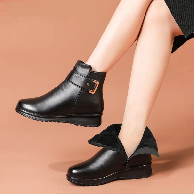 Ankle Boots with Orthopedic Sole and Wool Lining, Lace-Up Closure