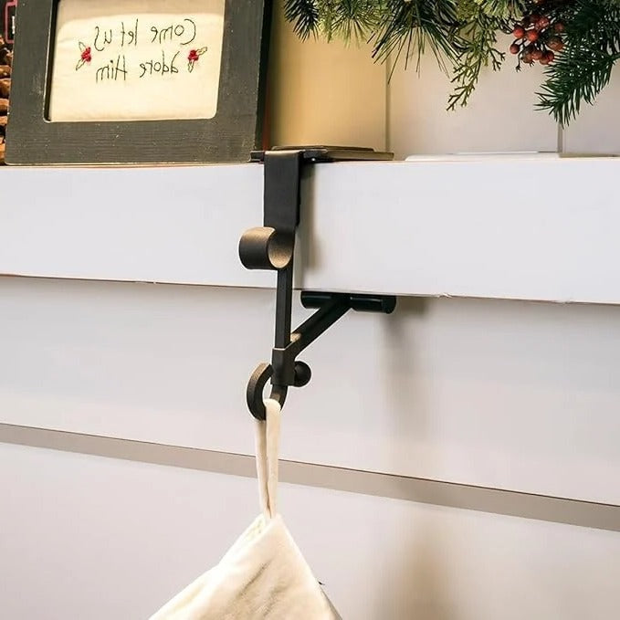 Dual Hook Mantle Holder with Adjustable Extension Rod and Rubber Grip Pads